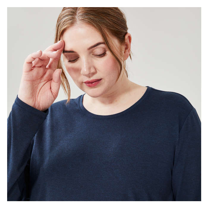Women+ Long Sleeve Active Tee - Navy Mix